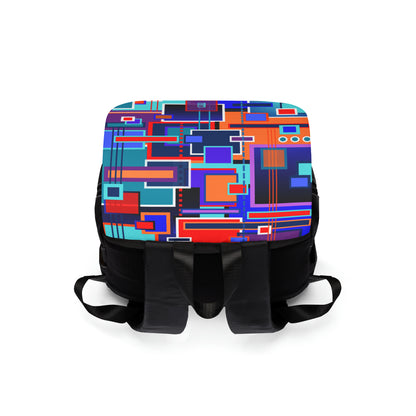 Casual Shoulder Backpack,  No. 233 'Squared 1' -  By Irish Artist Fiona de Lacy - Purple, Navy, Blue, Red, Black