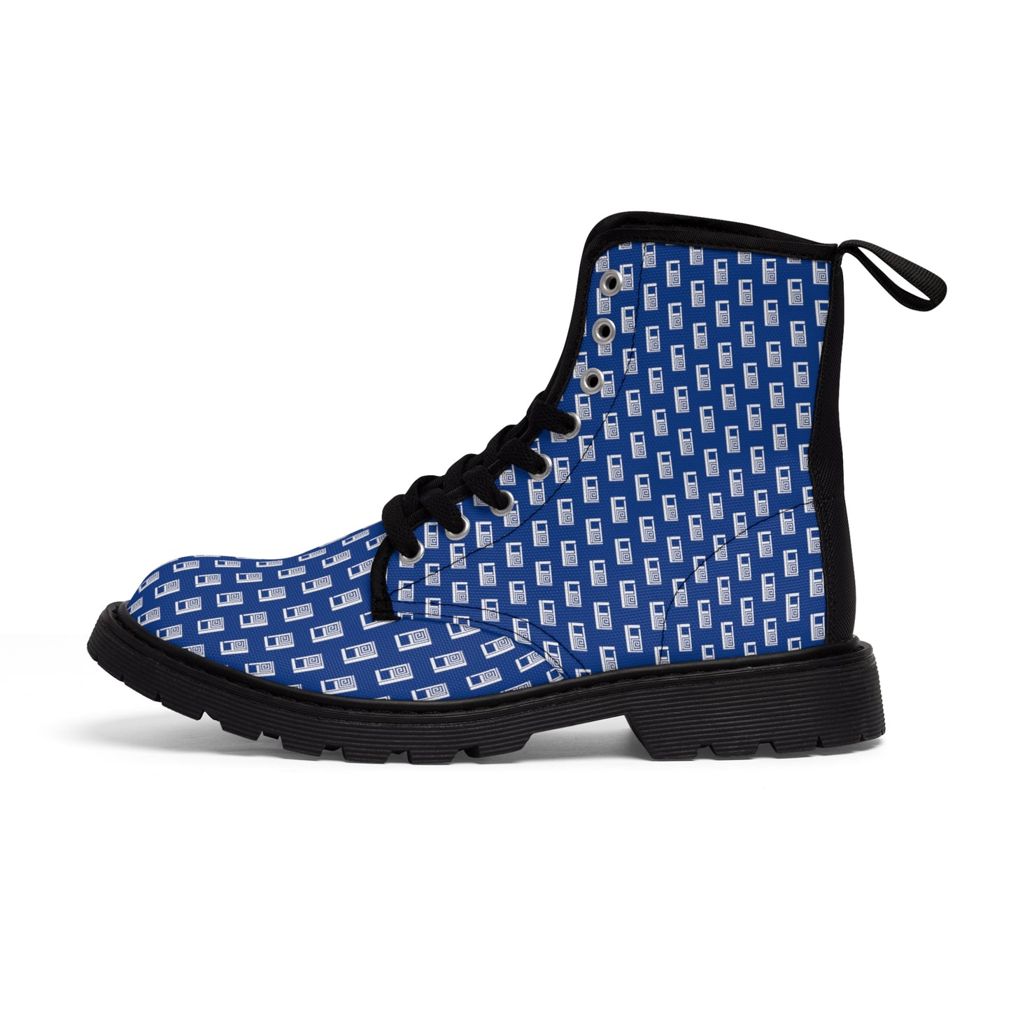 Women's Canvas Boots No. 000BE - White Logo on Blue