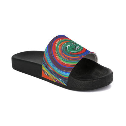 Women's Slide Sandals -No. 304 - Swirl - (Green, Orange, Purple)  - By Irish Artist Fiona de Lacy