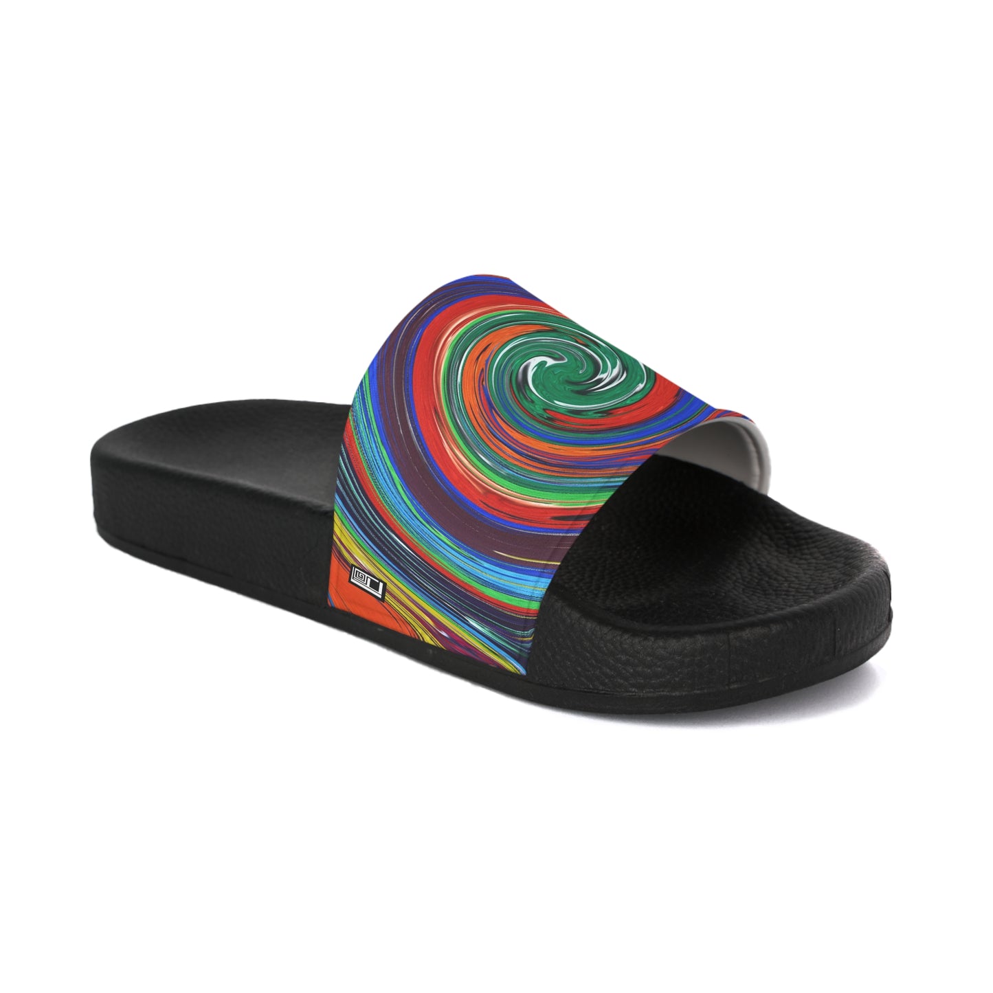 Women's Slide Sandals -No. 304 - Swirl - (Green, Orange, Purple)  - By Irish Artist Fiona de Lacy