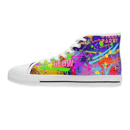 Women's High Top Sneakers - No. 232 - Graffiti - 'Glow'  - By Irish Artist Fiona de Lacy