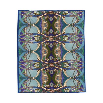 Velveteen Plush Blanket - No. 219 A 'Crossroads' - Navy Trim