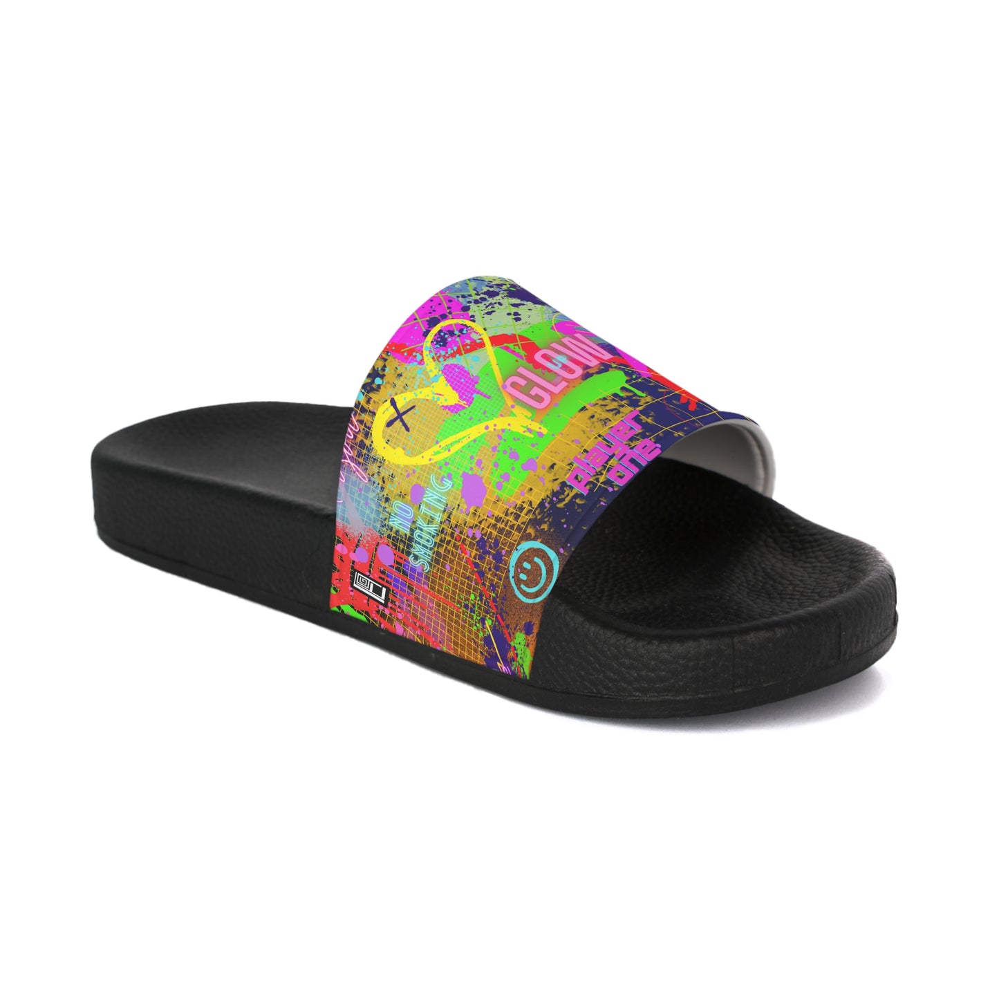 Women's Slide Sandals - No. 232 - Graffiti 'Glow' - By Irish Artist Fiona de Lacy