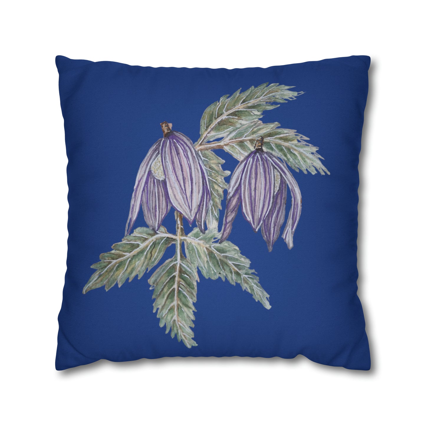 Cushion Pillow Case - No. 270 - Purple Drop Flowers on Navy Blue