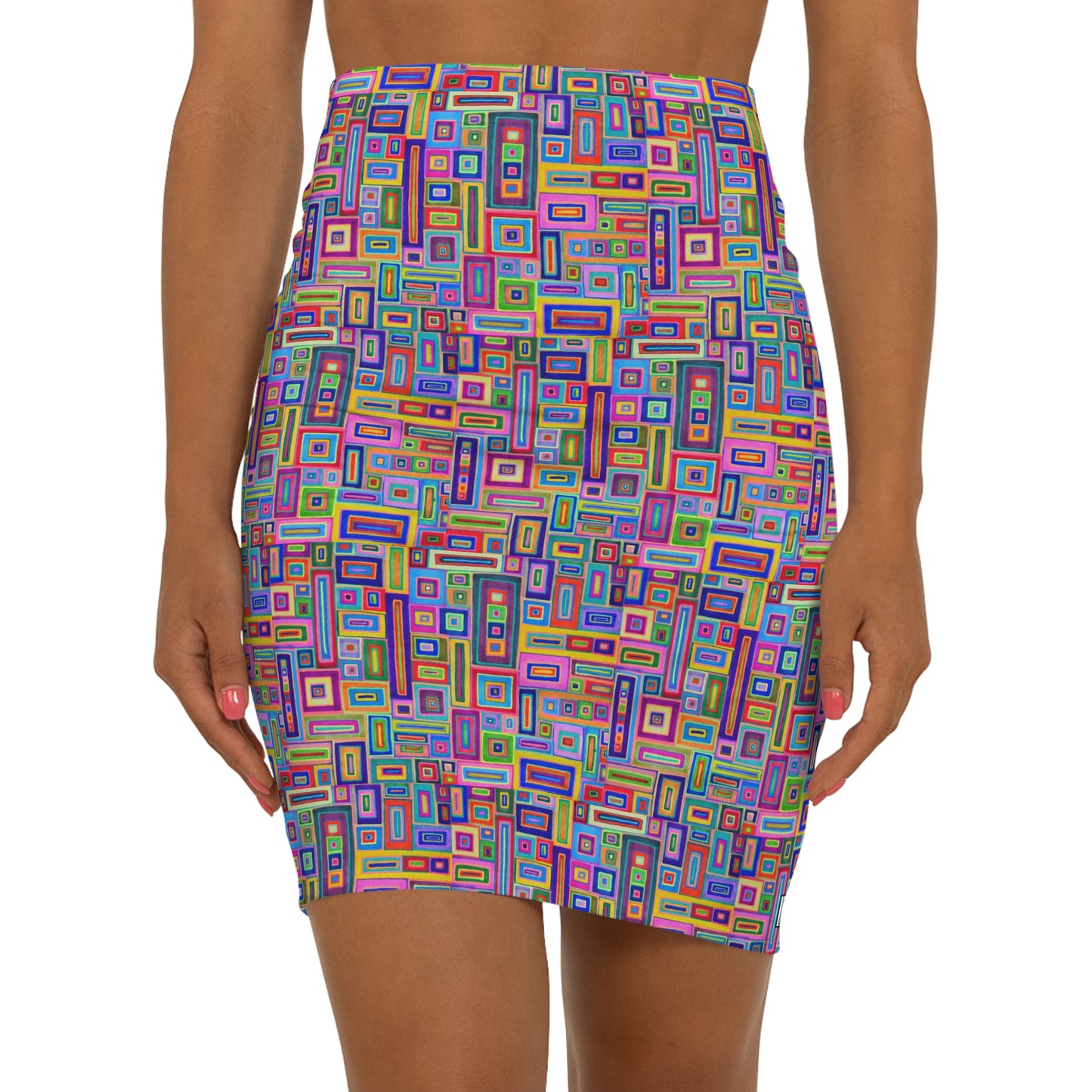 Women's Mini Skirt - No. 264 - Multicoloured rectangles