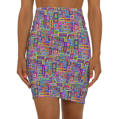 Women's Mini Skirt - No. 264 - Multicoloured rectangles