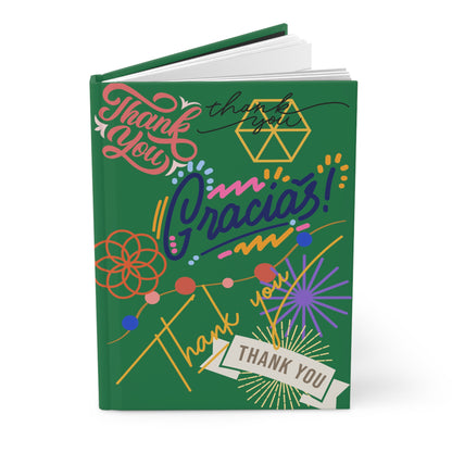 Hardcover Journal Matte (Lined) - No. 312 - 'Thank You' - for the daily things you're thankful for - on Green - By Irish Artist Fiona de Lacy