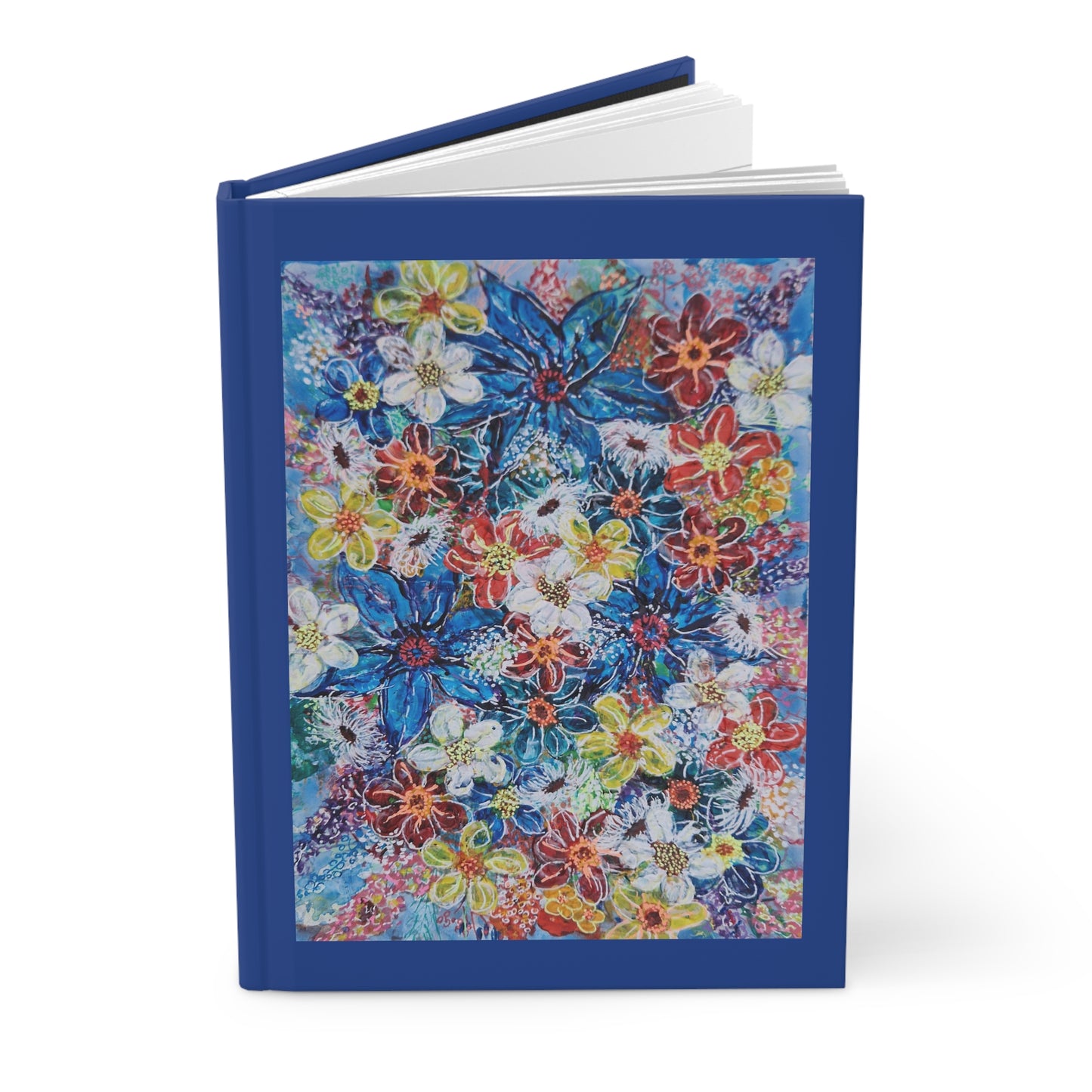 Hardcover Journal Matte (Lined) - No. 242 - 'Large Blue Flowers' - By Irish Artist Fiona de Lacy