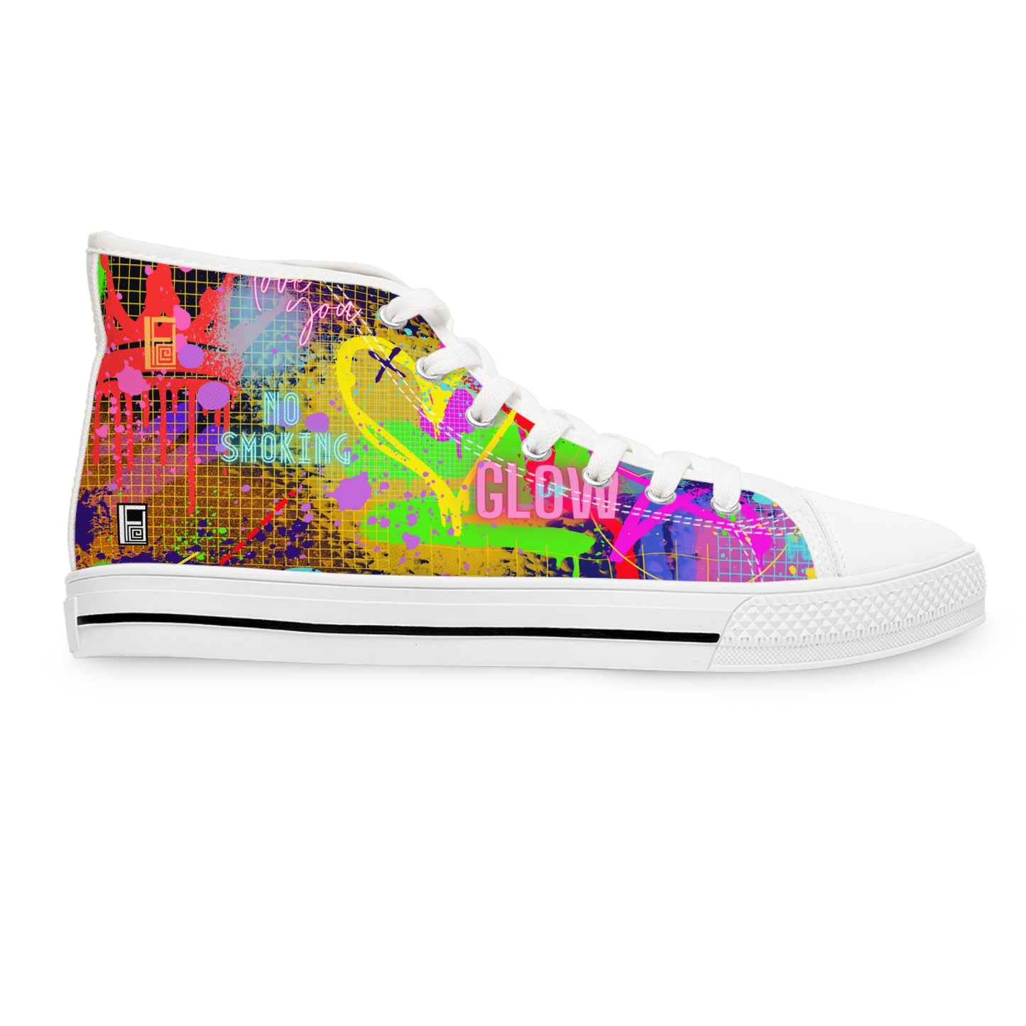 Women's High Top Sneakers - No. 232 - Graffiti - 'Glow'  - By Irish Artist Fiona de Lacy