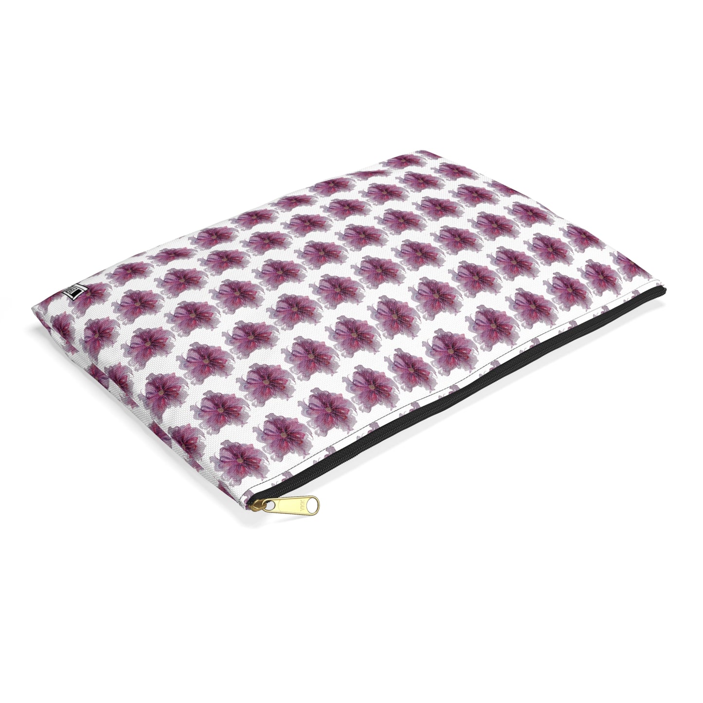 Make Up Bag - No. 269 - Purple & Pink Flower on White