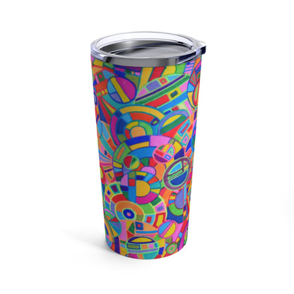 Tumbler 20oz - No.  265 Multicoloured Abstract - By Irish Artist Fiona de Lacy