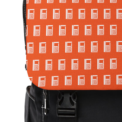 Casual Shoulder Backpack,  No. 000 - Artists Logo on Orange -  By Irish Artist Fiona de Lacy