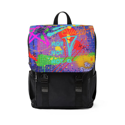 Shoulder Backpack,  No. 232 'Hot Hot Hot, Pizza Party' -  By Irish Artist Fiona de Lacy - Multicoloured