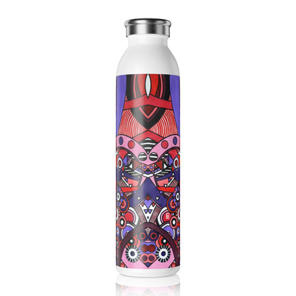 Slim Water Bottle - No. 220 'Connections' - By Irish Artist Fiona de Lacy - Pink, Red, Black, White, Purple