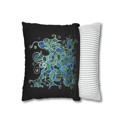 Cushion Pillow Case - No. 146 -  'Bird of Paradise' on Black