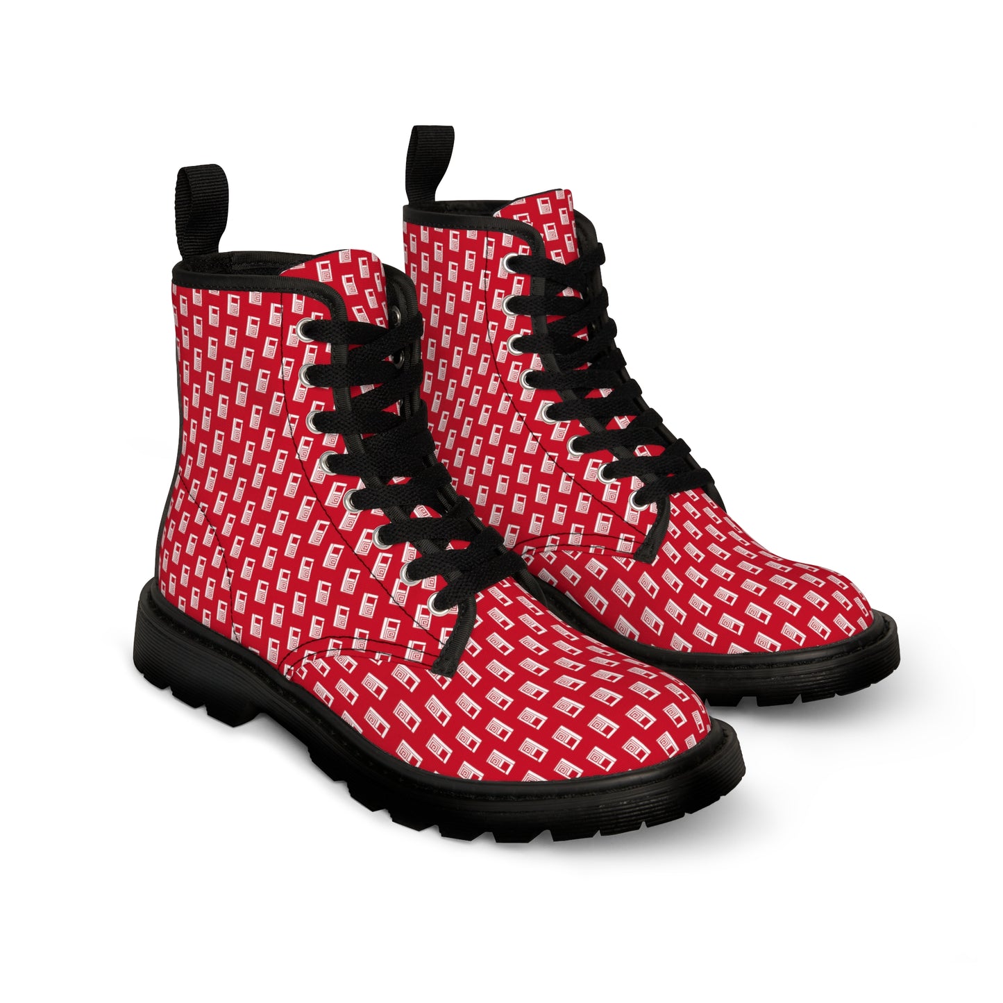 Women's Canvas Boots No. 000RD - White Logo on Red