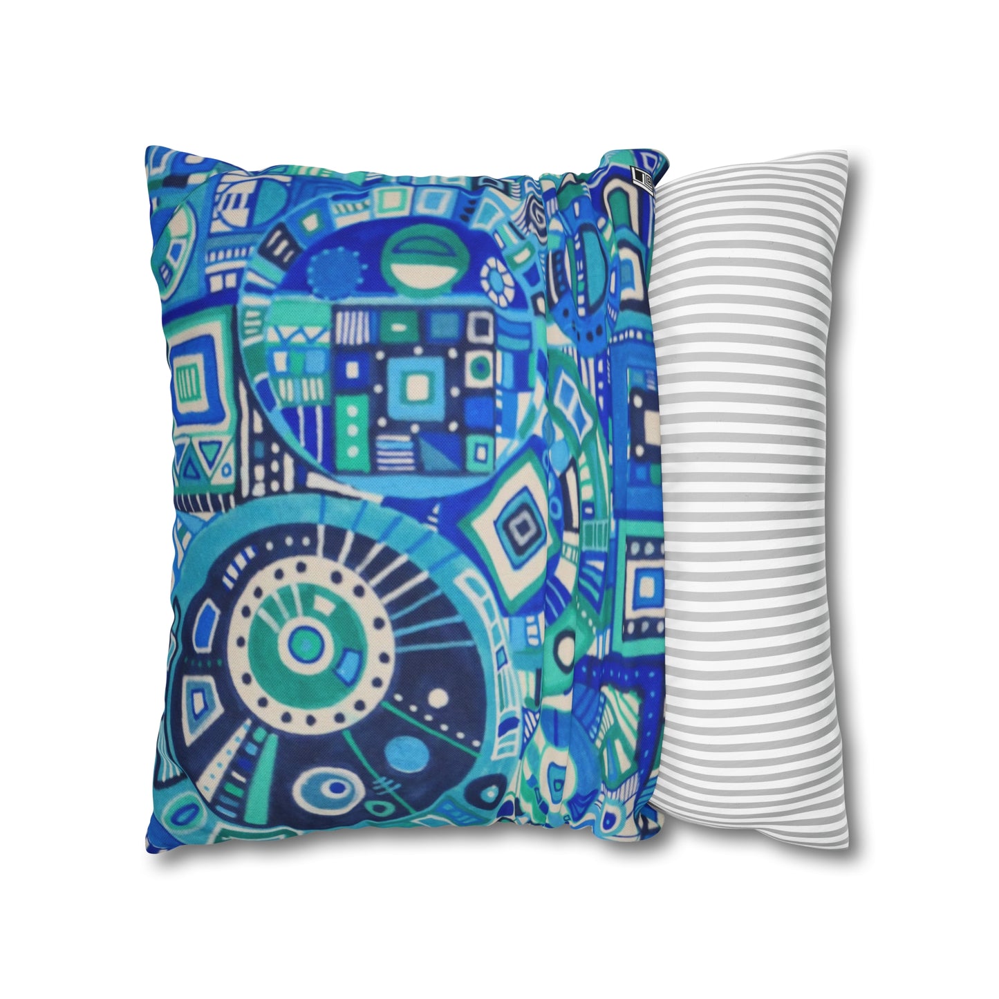 Cushion Pillow Case - No. 262 - Blue Geometric Abstract