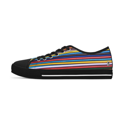 Women's Low Top Sneakers, - No.307 - Multicoloured Lines - By Irish Artist Fiona de Lacy