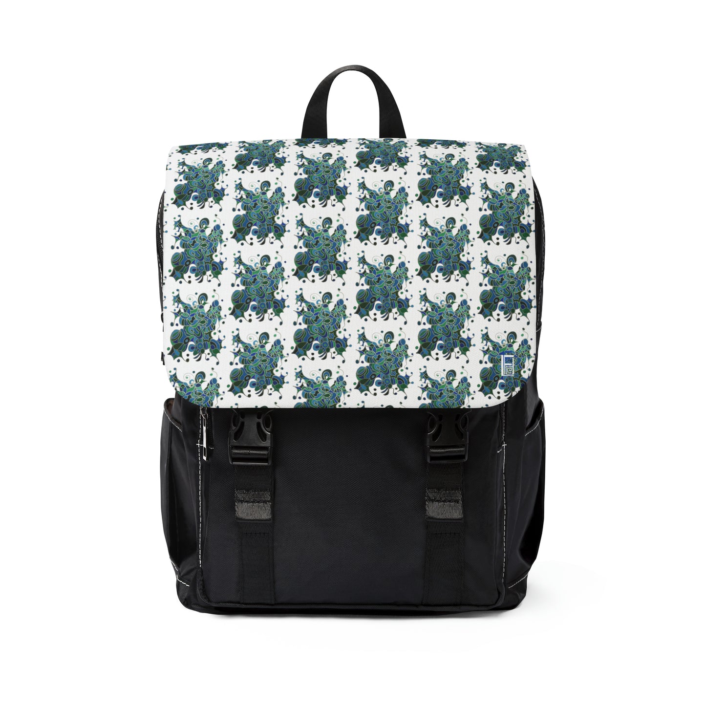 Casual Shoulder Backpack,  No. 146 'Bird of Paradise'  on White - By Irish Artist Fiona de Lacy