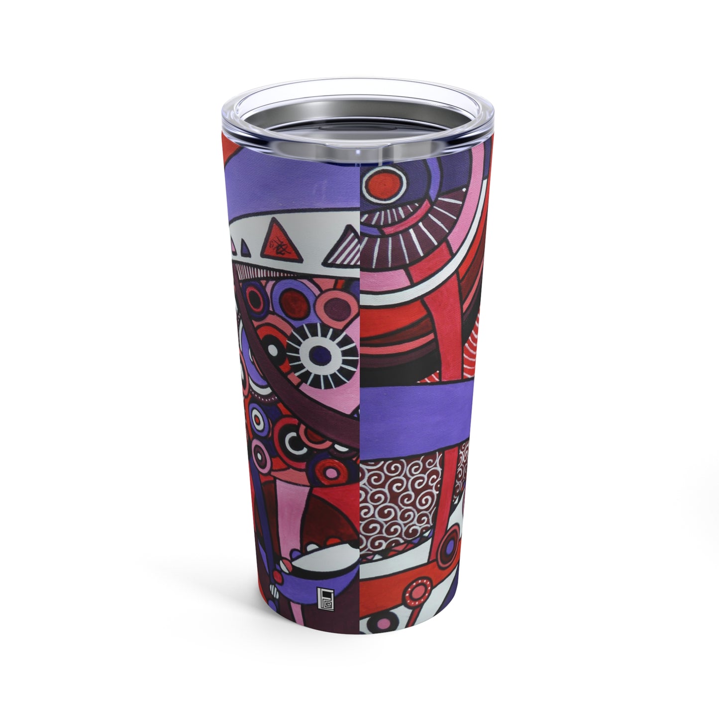 Tumbler 20oz - No. 220 - 'Connections' - By Irish Artist Fiona de Lacy - Red, Pink, Purple, Black, White