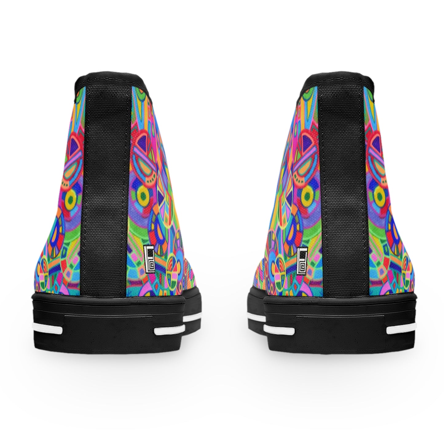 Women's High Top Sneakers - No. 265 - Multicoloured Abstract Circles - Irish Artist Fiona de Lacy