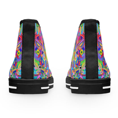 Women's High Top Sneakers - No. 265 - Multicoloured Abstract Circles - Irish Artist Fiona de Lacy