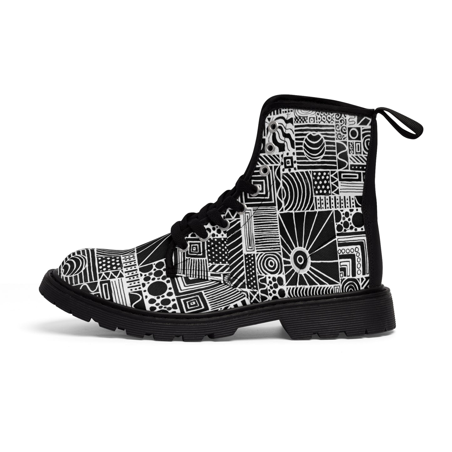 Women's Canvas Boots - No 252 - Black & White