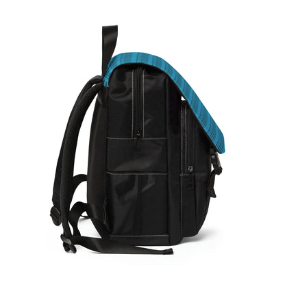 Casual Shoulder Backpack,  No. 000 - Artists Logo on Turquoise -  By Irish Artist Fiona de Lacy