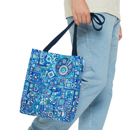 Tote Bag  - No. 262 Geometric Blue - By Irish Artist Fiona de Lacy