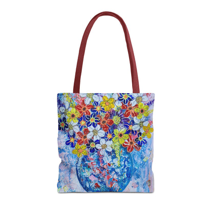 Tote Bag  - No. 242 - Blue round vase of Flowers