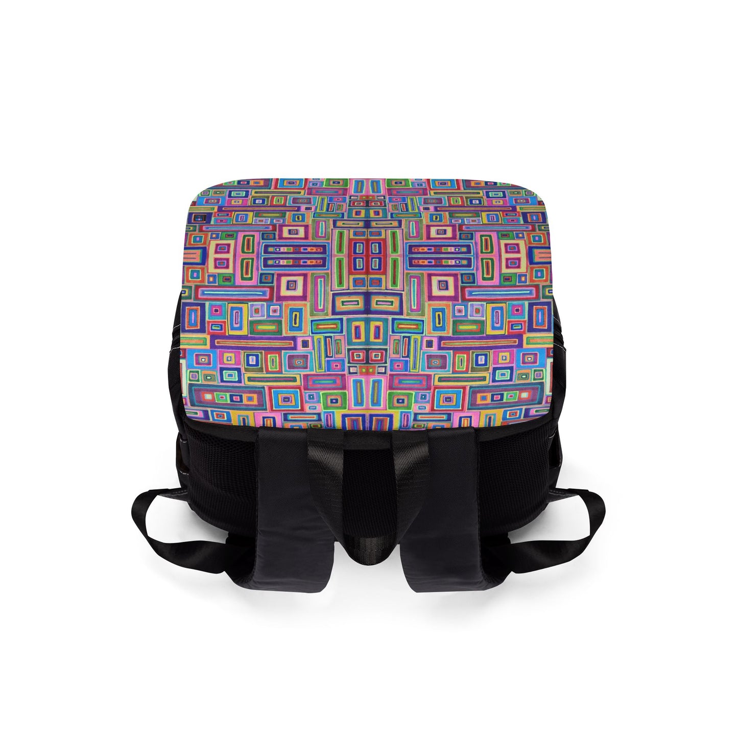 Casual Shoulder Backpack,  No. 264 B Multicoloured Abstract -  By Irish Artist Fiona de Lacy