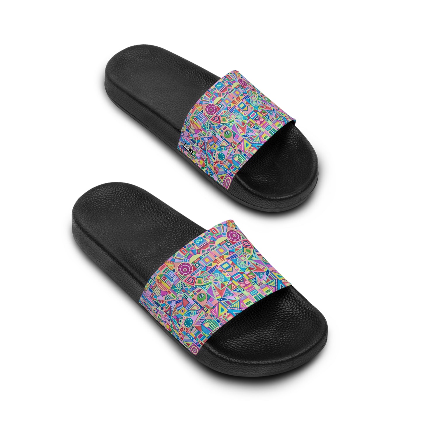 Women's Slide Sandals - No. 258 - 'Ram' - Multicoloured Abstract - By Irish Artist Fiona de Lacy