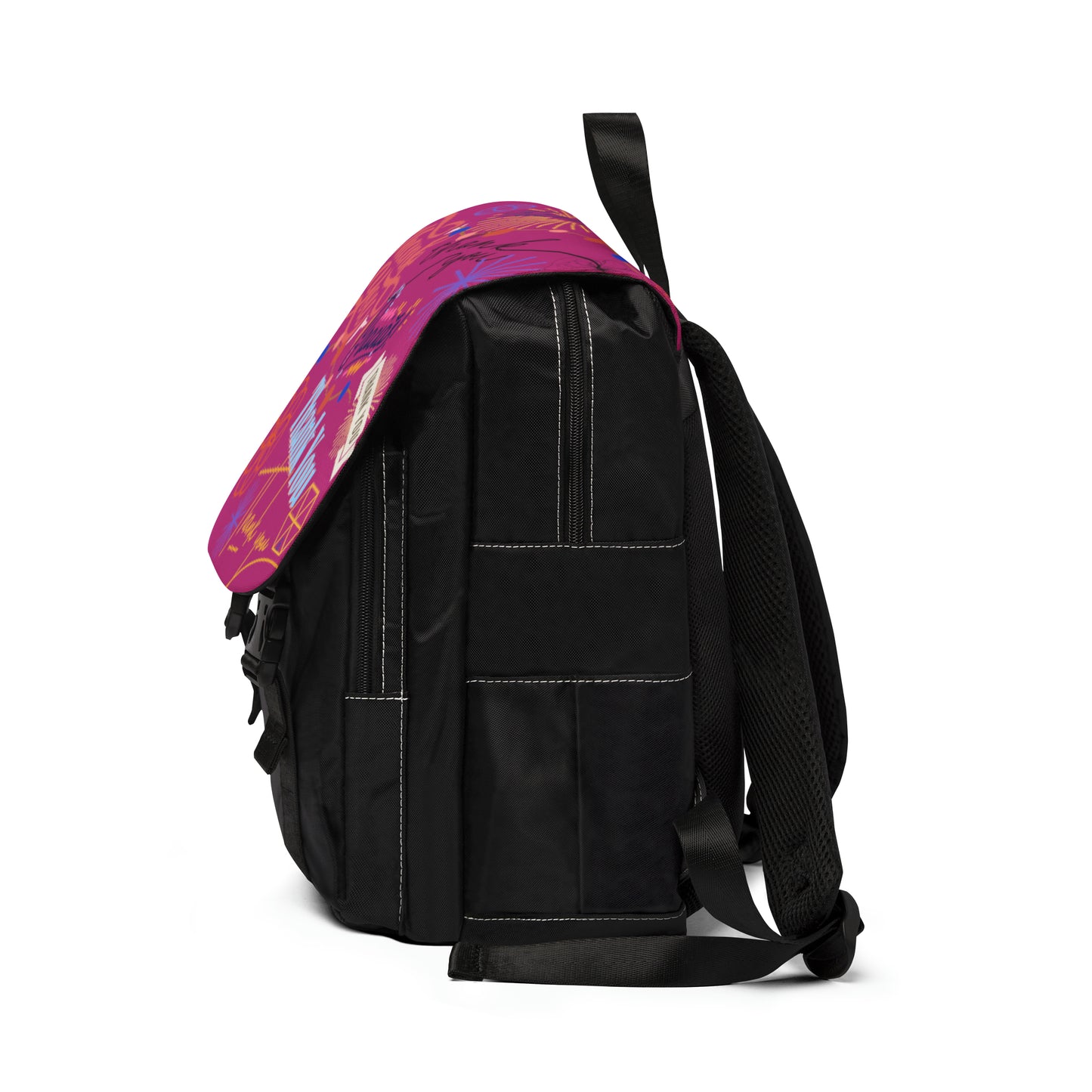 Casual Shoulder Backpack,  No. 312 - 'Thank You' on Pink - By Irish Artist Fiona de Lacy