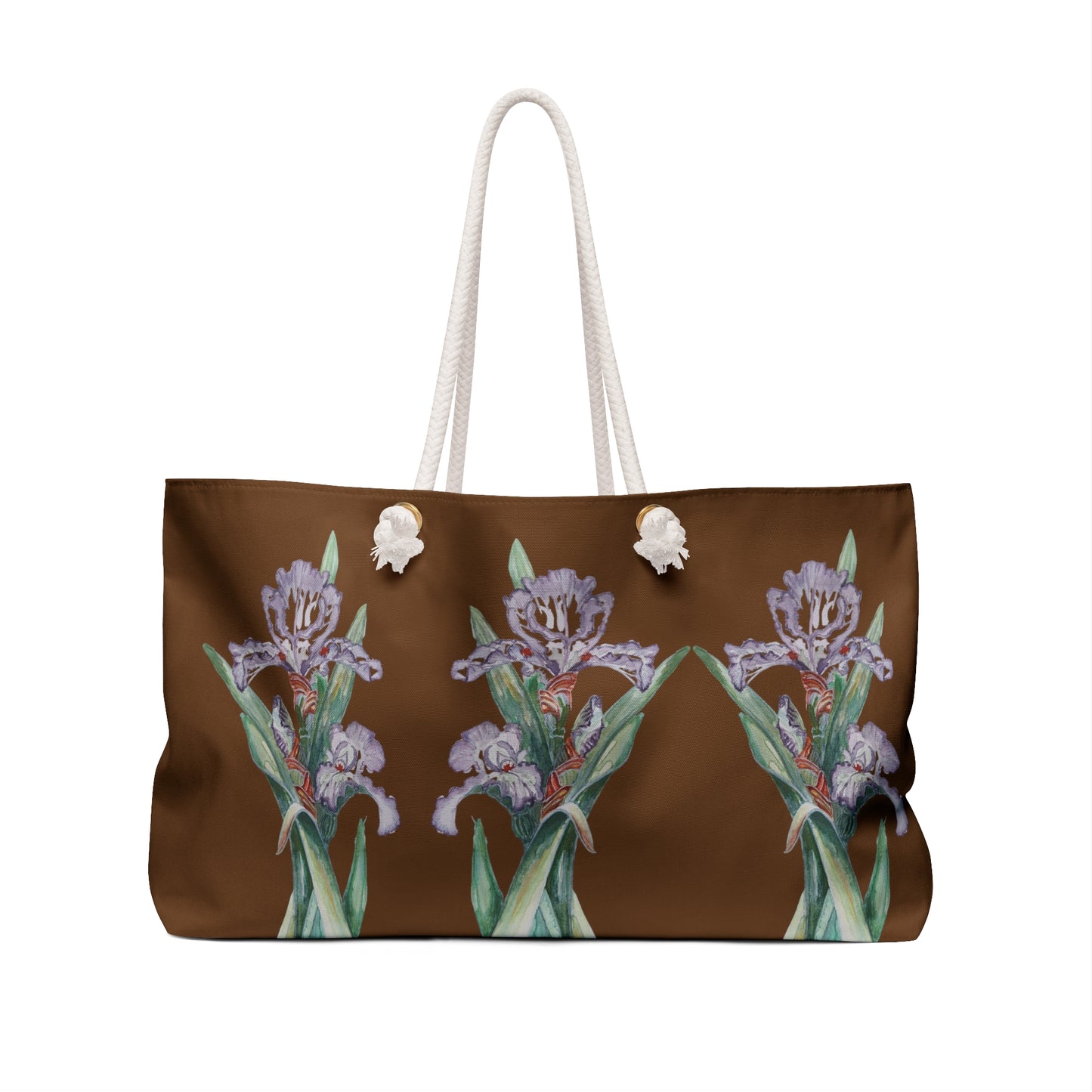 Weekender / Beach / Overnight Bag - No. 272 - Purple Orchid on Light Brown