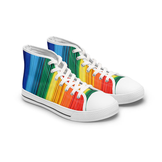 Women's High Top Sneakers, No. 305 - 'Pride' - Rainbow - By Irish Artist Fiona de Lacy