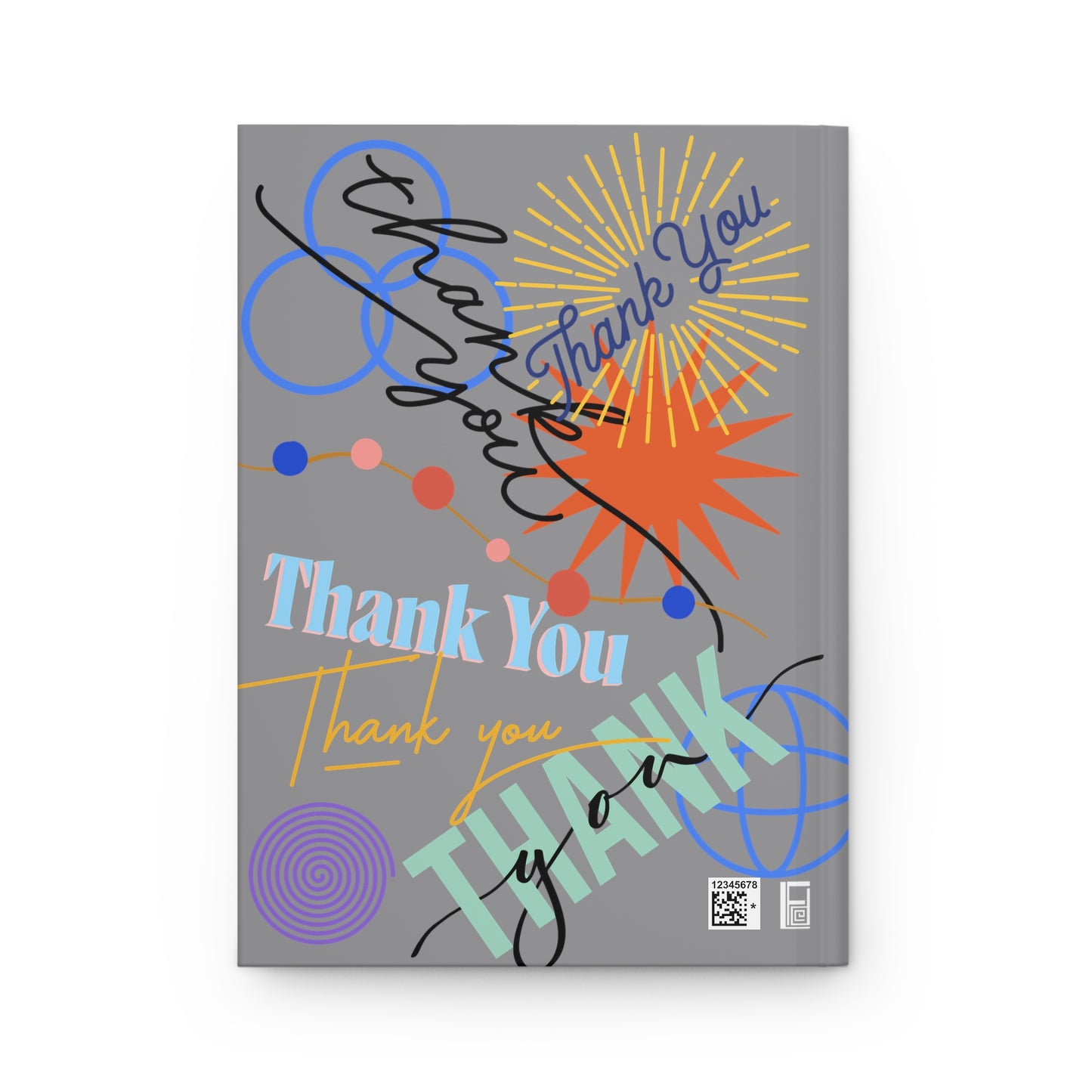 Hardcover Journal Matte (Lined) - No. 312 - 'Thank You' - for the daily things you're thankful for - On Grey - By Irish Artist Fiona de Lacy