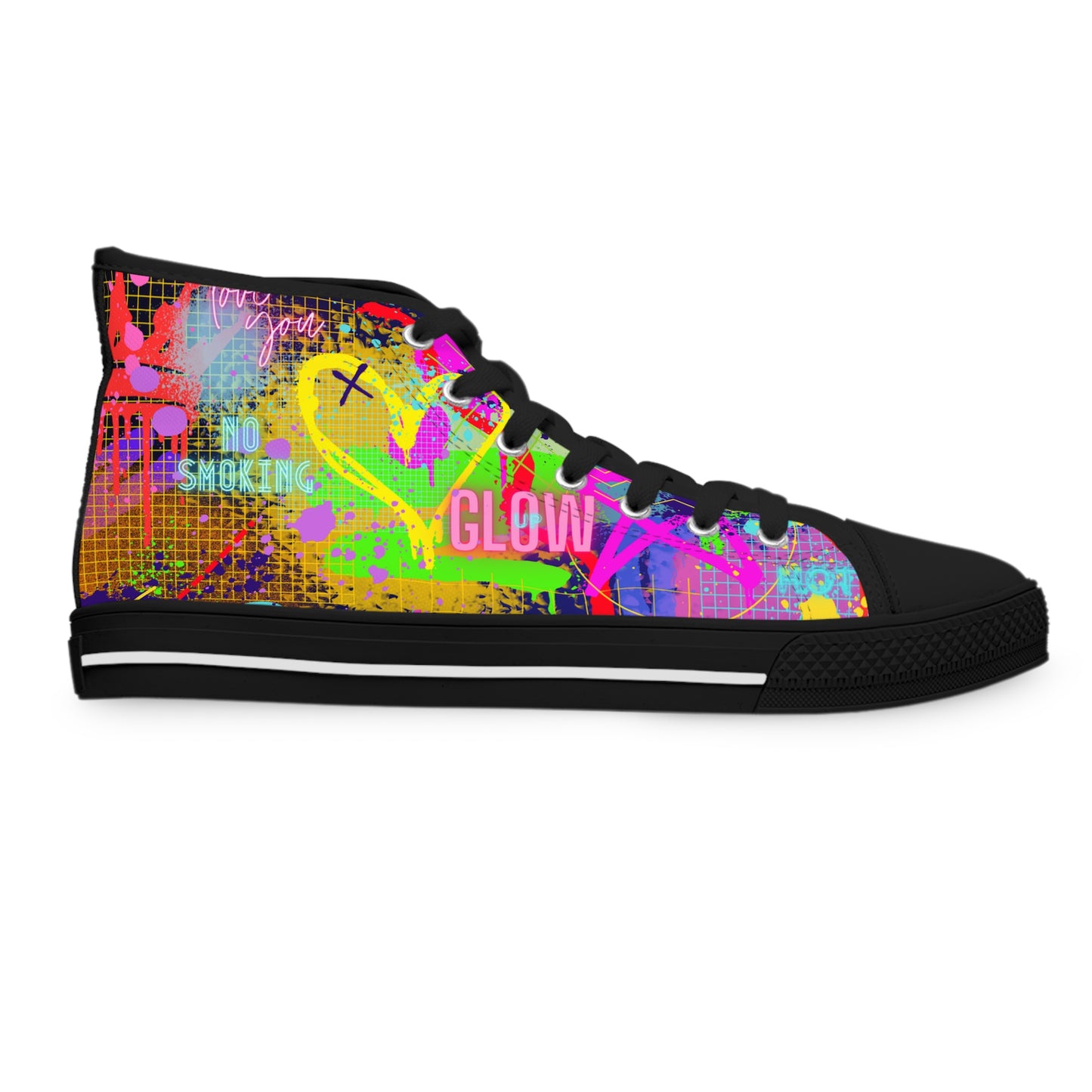 Women's High Top Sneakers - No. 232 - Graffiti - 'Glow'  - By Irish Artist Fiona de Lacy