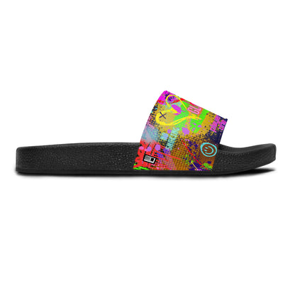 Women's Slide Sandals - No. 232 - Graffiti 'Glow' - By Irish Artist Fiona de Lacy