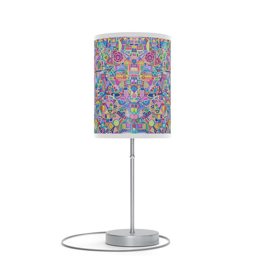 Lamp on a Stand, US|CA plug, No. 258 - Multicolour Abstract Teddy - By Irish Artist Fiona de Lacy