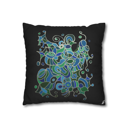 Cushion Pillow Case - No. 146 -  'Bird of Paradise' on Black