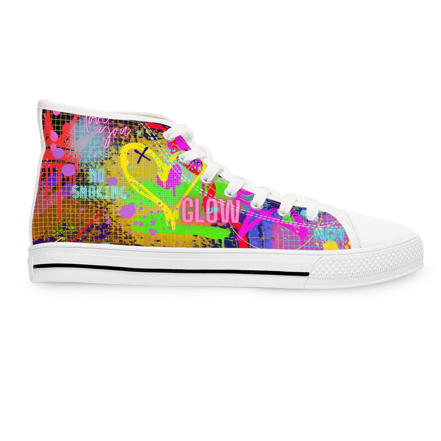 Women's High Top Sneakers - No. 232 - Graffiti - 'Glow'  - By Irish Artist Fiona de Lacy