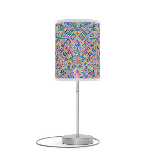 Lamp on a Stand, US|CA plug - No. 259 - Multicolour Abstract on Blue