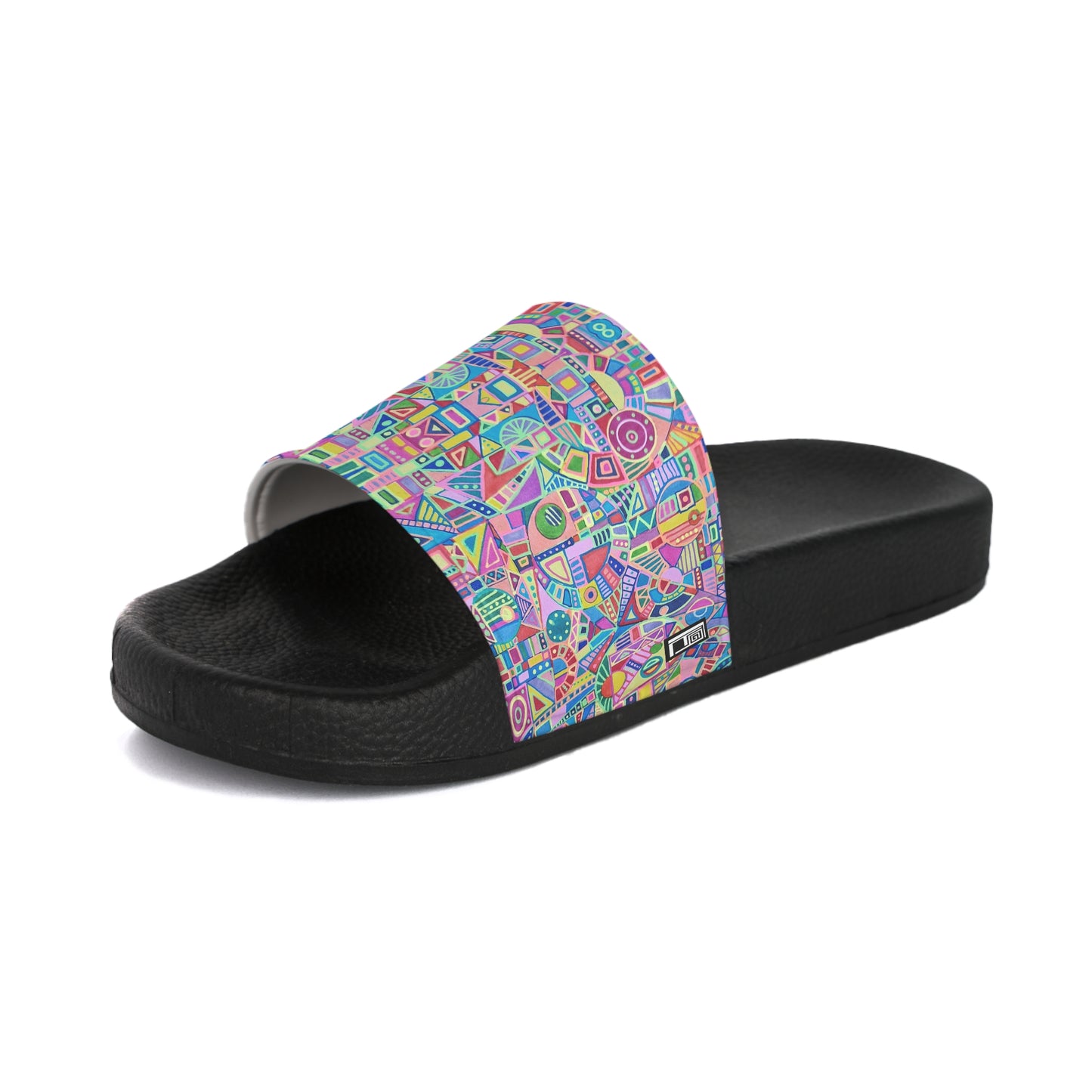 Women's Slide Sandals - No. 258 - 'Ram' - Multicoloured Abstract - By Irish Artist Fiona de Lacy