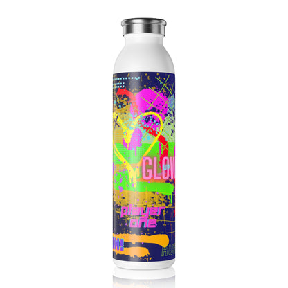 Slim Water Bottle - No. 232 - Multicoloured Graffiti 'Glow' - By Irish Artist Fiona de Lacy