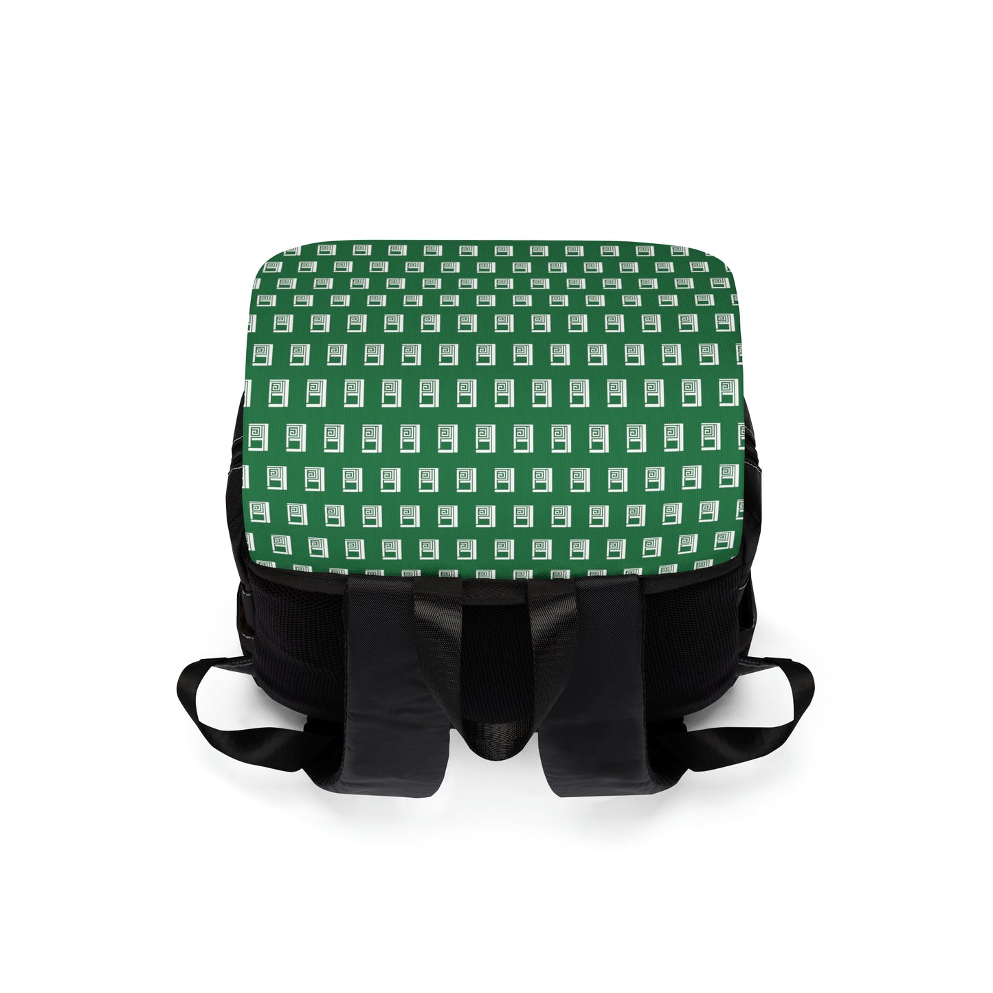 Casual Shoulder Backpack,  No. 000 - Artists Logo on Green -  By Irish Artist Fiona de Lacy