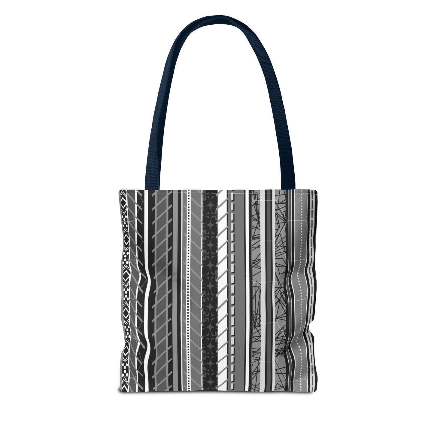 Tote Bag  - No. 298 A -  Black, White, Grey Stripes