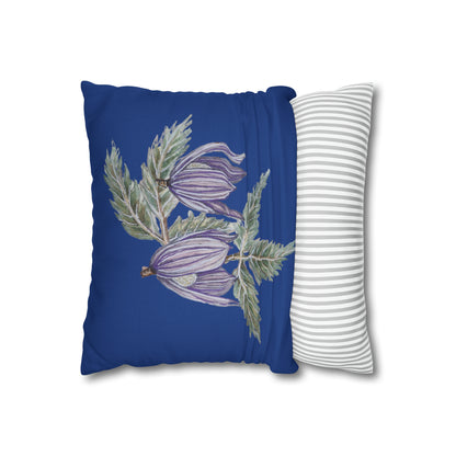 Cushion Pillow Case - No. 270 - Purple Drop Flowers on Navy Blue