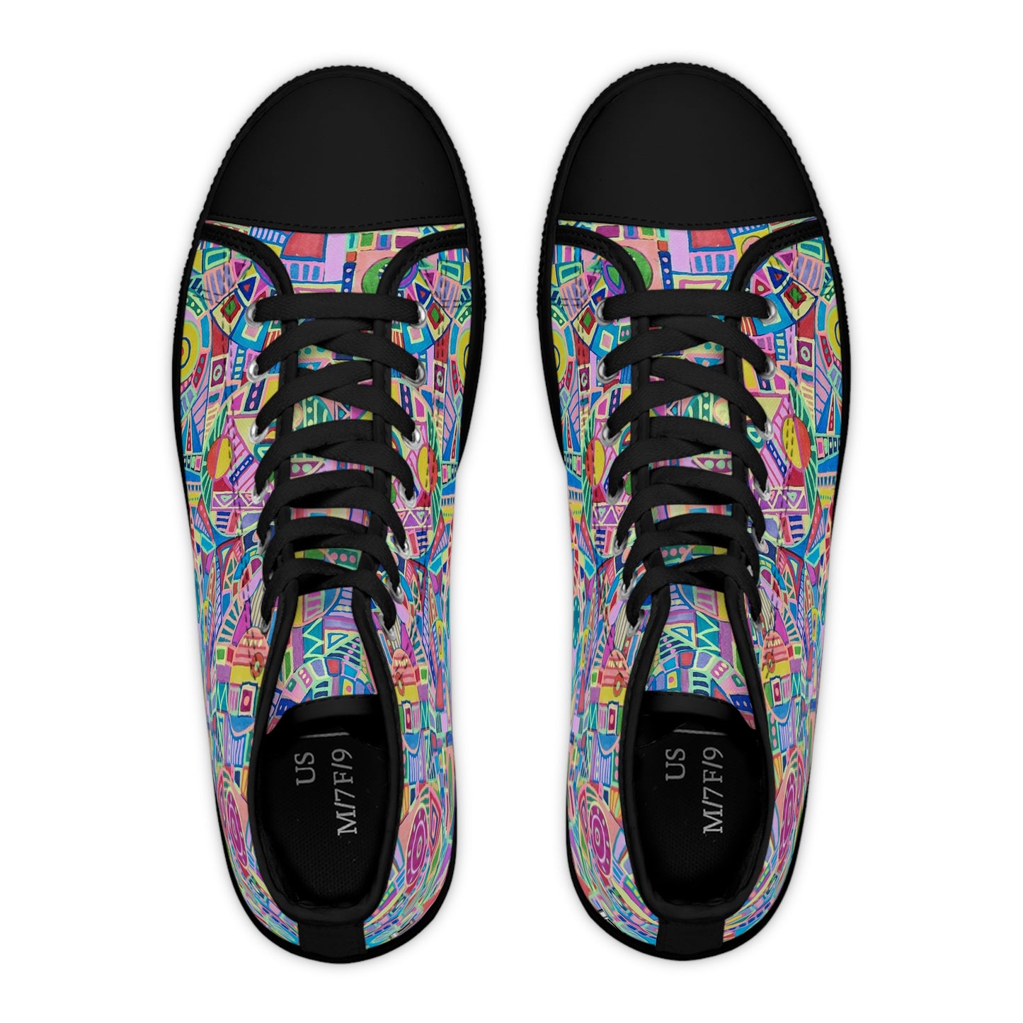 Women's High Top Sneakers, No. 258 - Multicoloured Abstract - By Irish Artist Fiona de Lacy