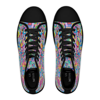 Women's High Top Sneakers, No. 258 - Multicoloured Abstract - By Irish Artist Fiona de Lacy