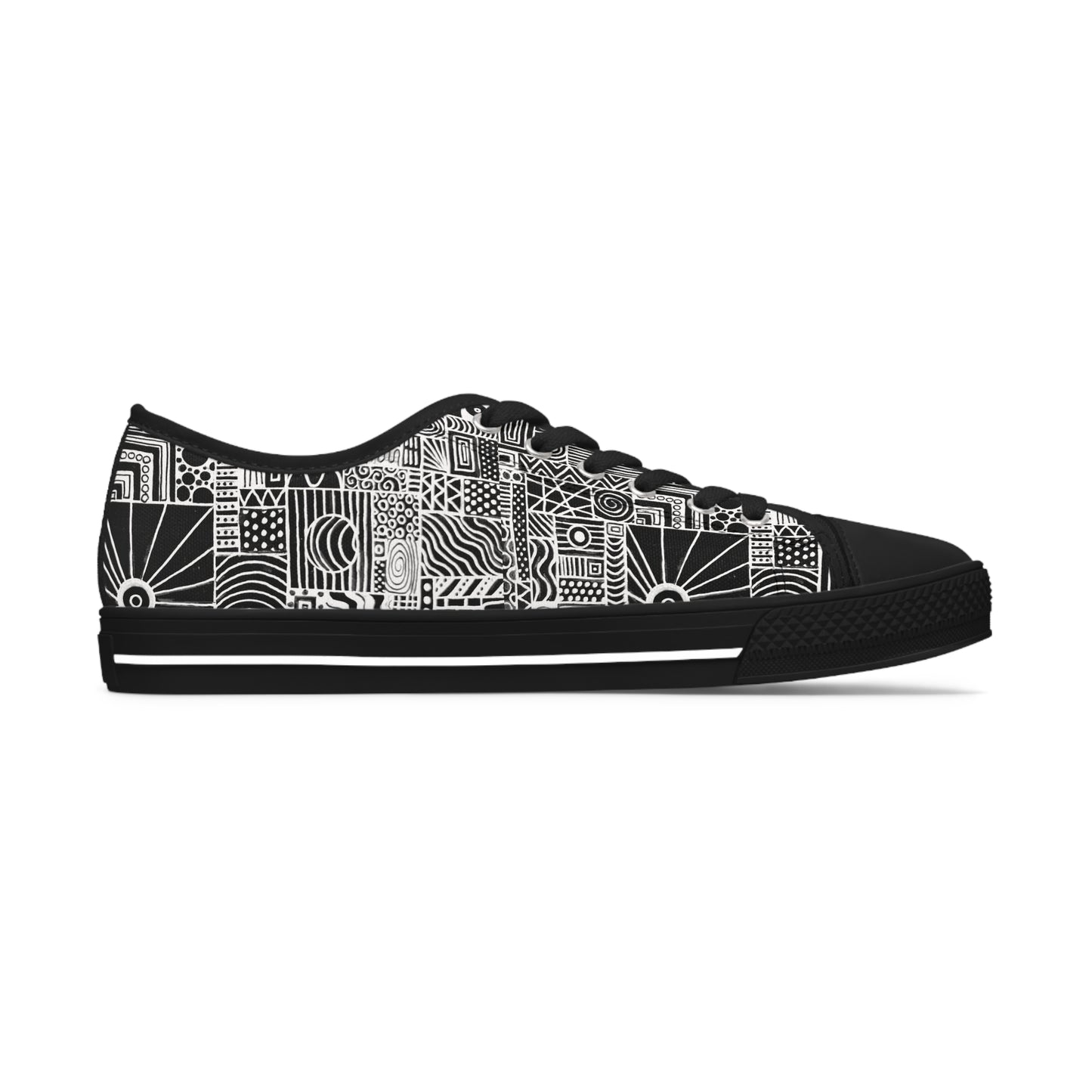 Women's Low Top Sneakers - No. 252 - Black & White - By Irish Artist Fiona de Lacy